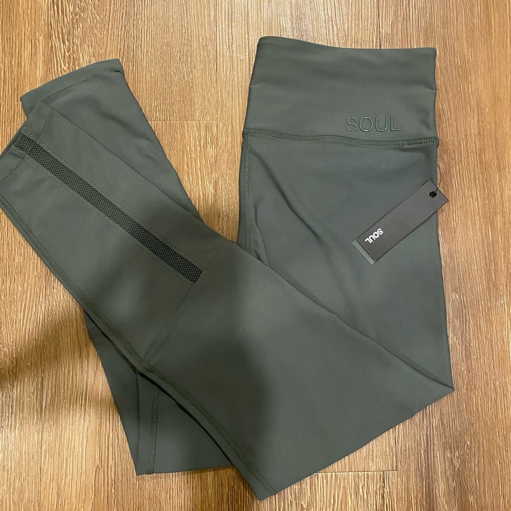 SoulCycle Olive Mesh Insert Tight
